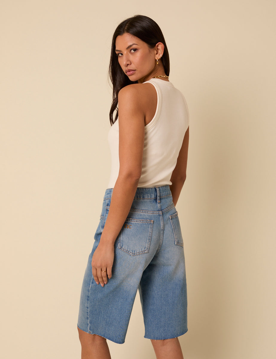 Blue Denim Relaxed Bermuda Denim Shorts