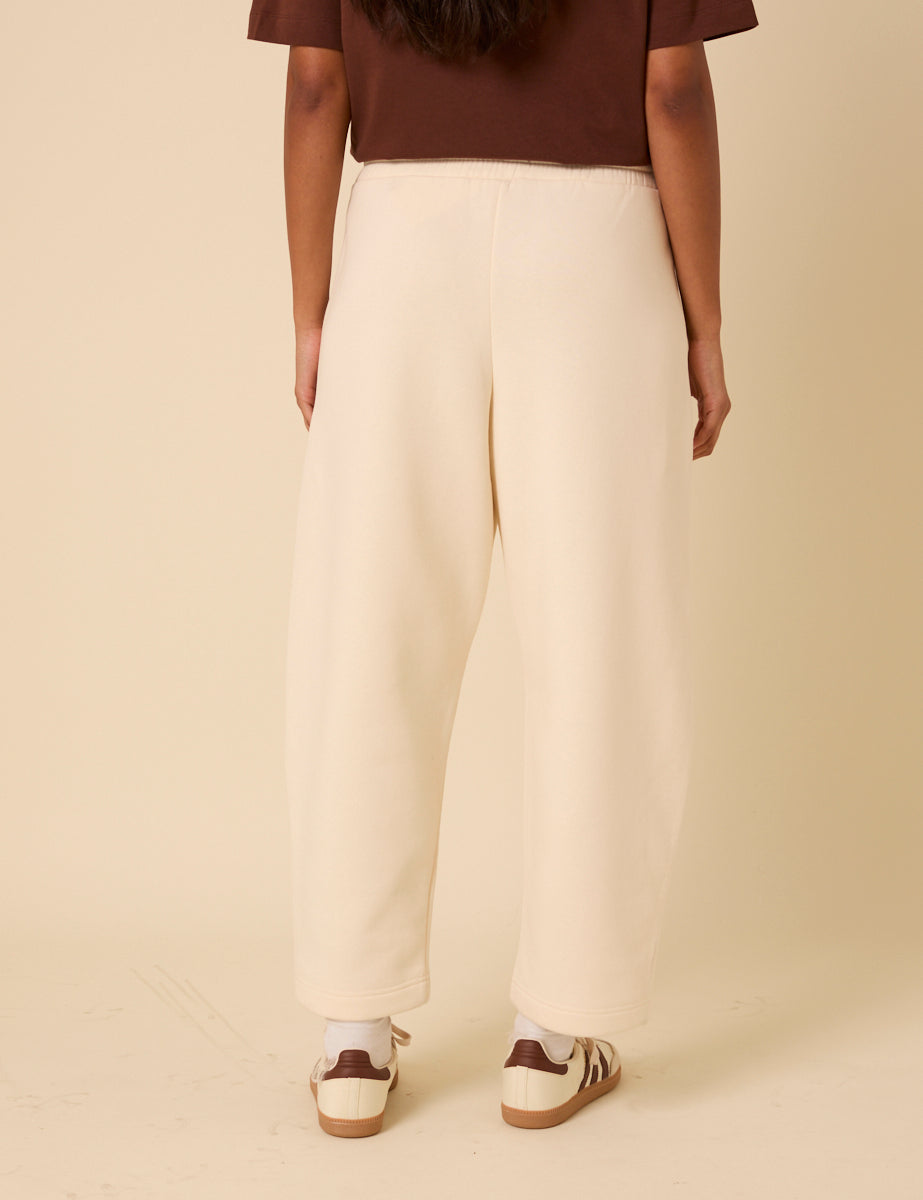 Cream Barrel Leg Joggers