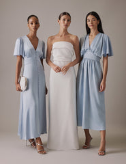 Pale Blue V-Neck Midi Erin Dress