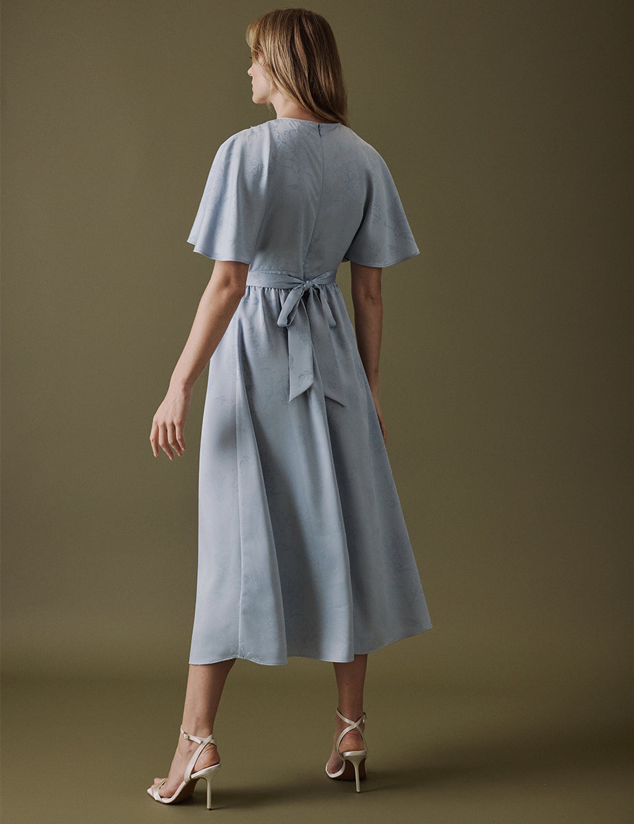 Soft Blue V-Neck Midi Lorelai Dress