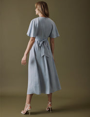 Soft Blue V-Neck Midi Lorelai Dress