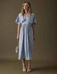 Soft Blue V-Neck Midi Lorelai Dress
