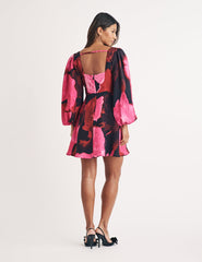 Pink Watercolour Floral Loredana Mini Dress