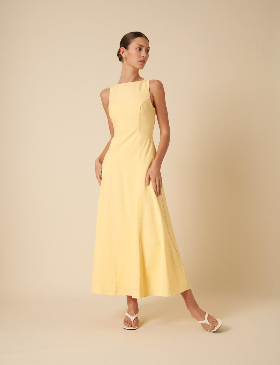 Butter Yellow Reign Midi Dress