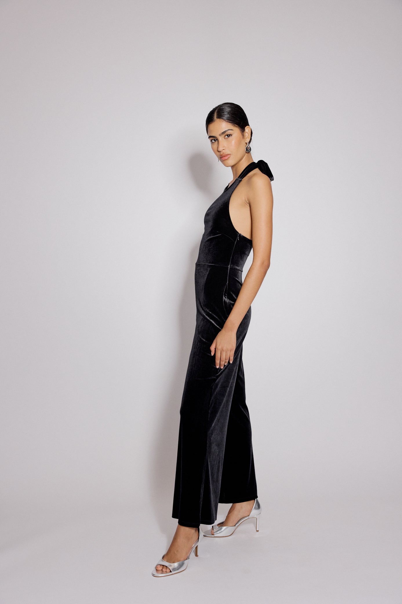 Black Velvet Halterneck Jumpsuit