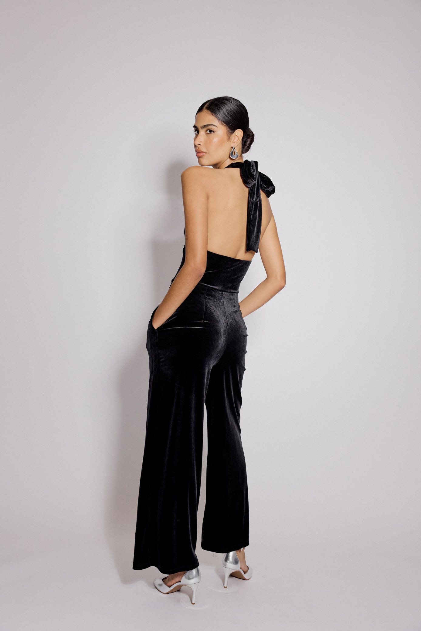 Black Velvet Halterneck Jumpsuit