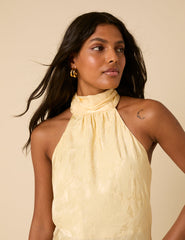 Butter Yellow Floral Jacquard Fifi Maxi Dress