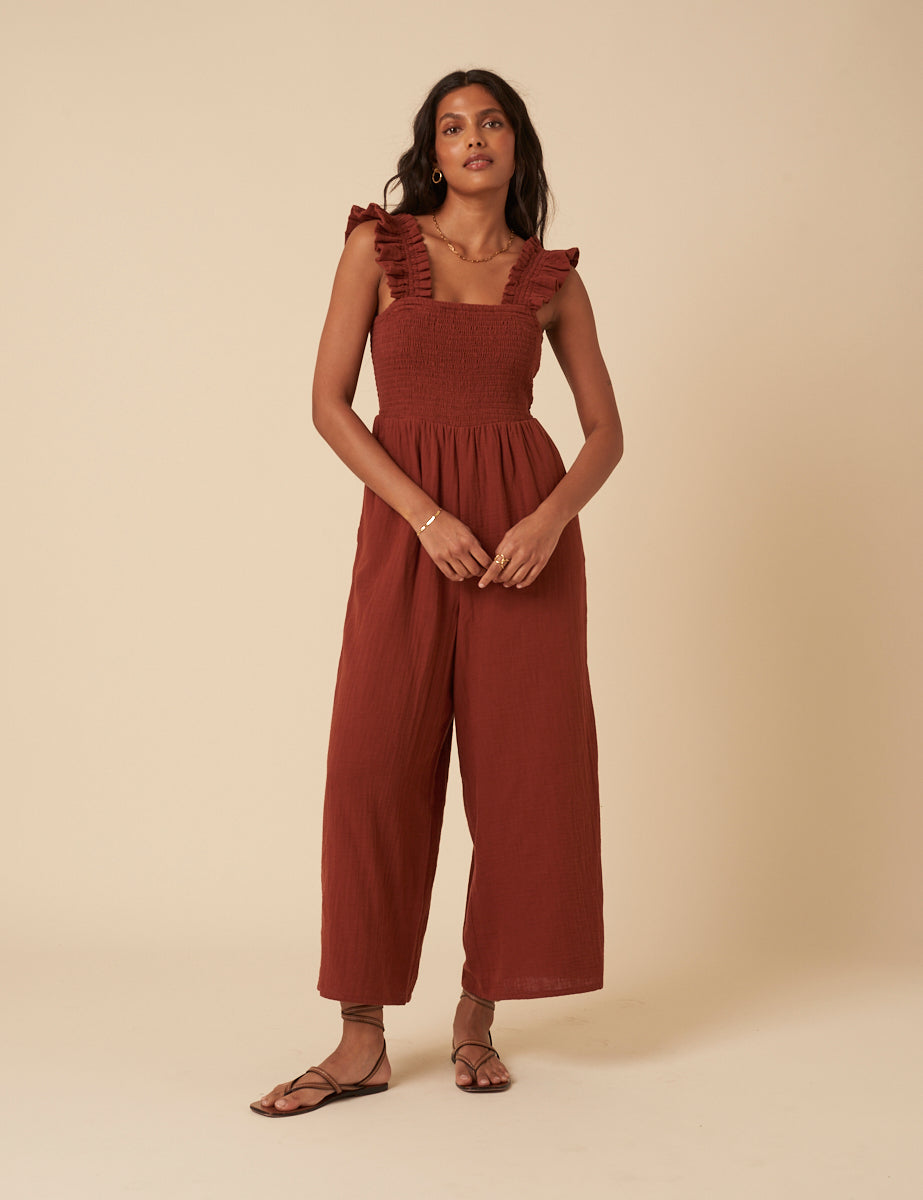 Brown Cropped Length Maya Jumpsuit