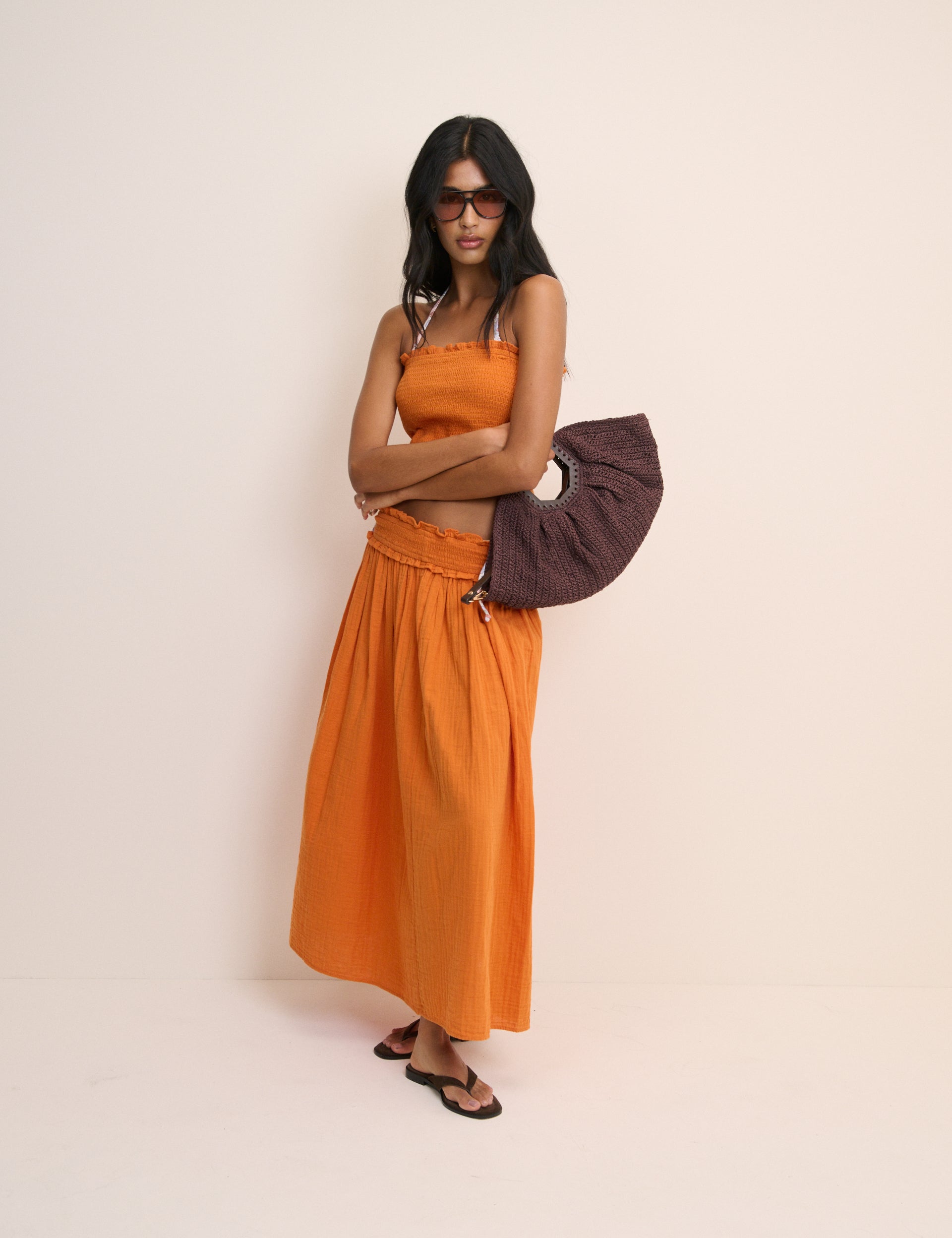 Orange Top & Skirt Beach Set