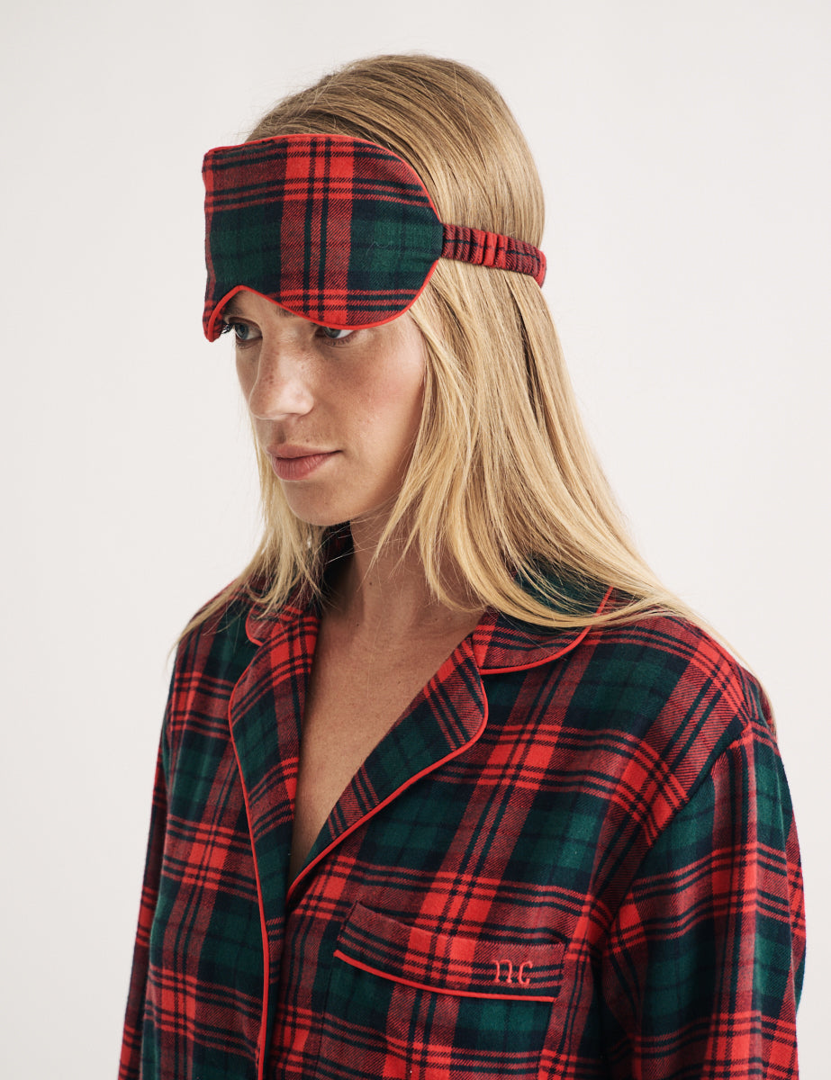 Red Tartan Check Eye Mask
