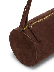 Chocolate Brown Suede Barrel Bag