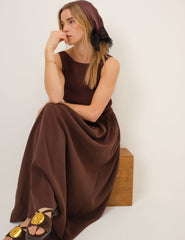 Brown Lace Trim Scarf