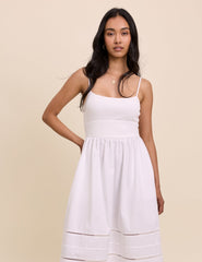 White Strappy Tiered Goldie Midi Dress