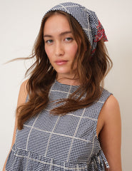 Navy Gingham Scarf