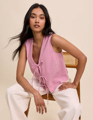 Pink Gingham Tie Front Tessa Top