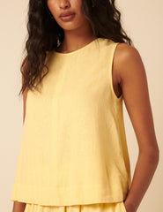 Butter Yellow Linen-Blend Swing Top