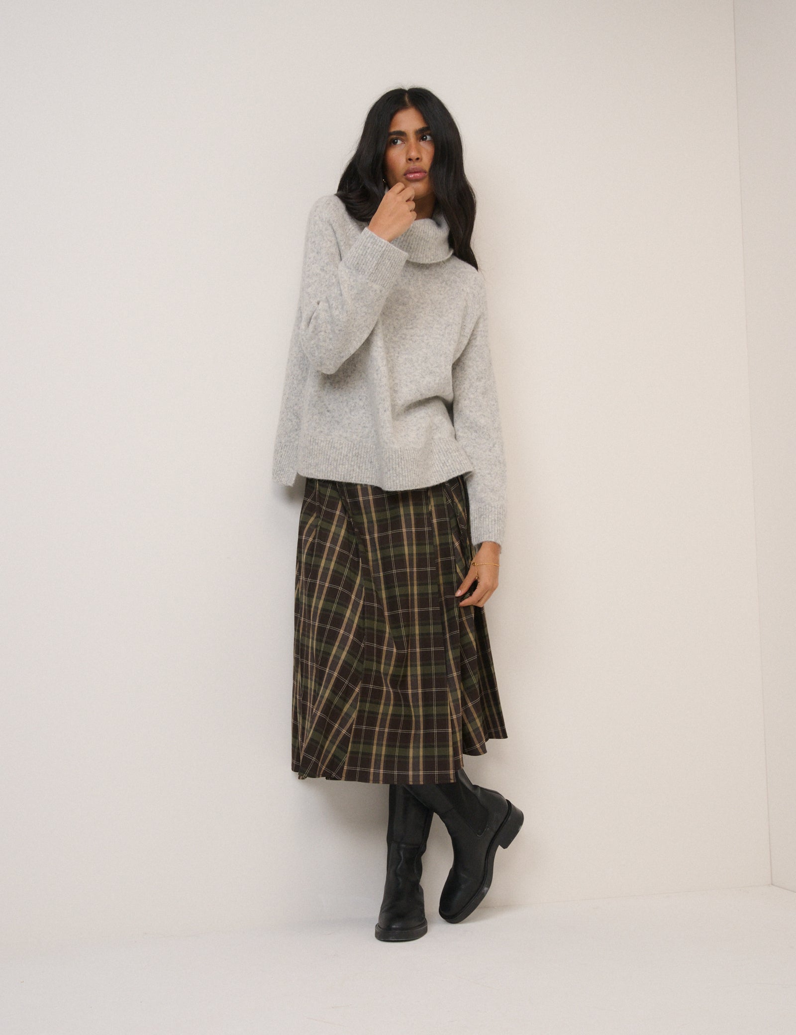 Grey Roll Neck Relaxed Jumper