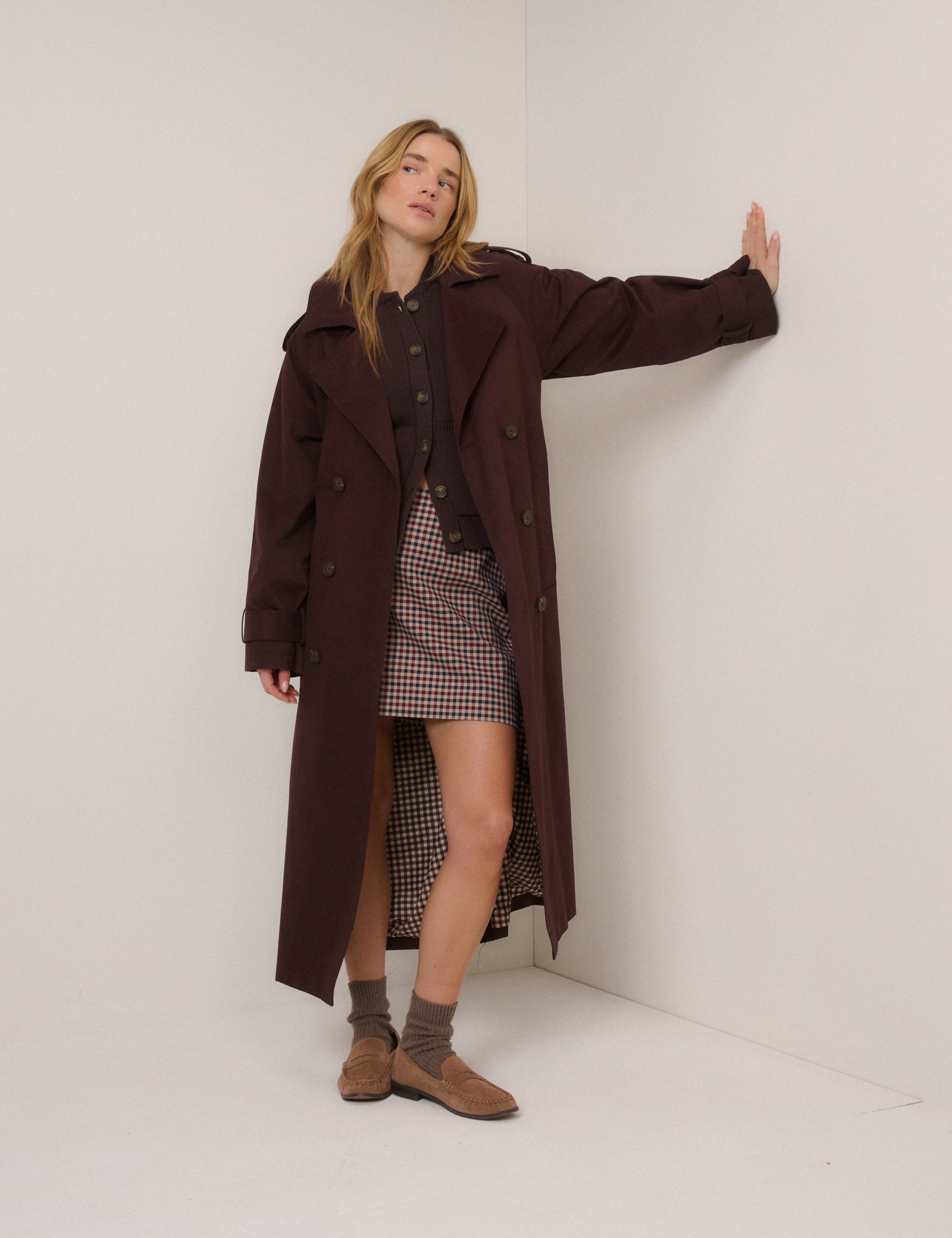Brown Stitch Bomber Cardigan