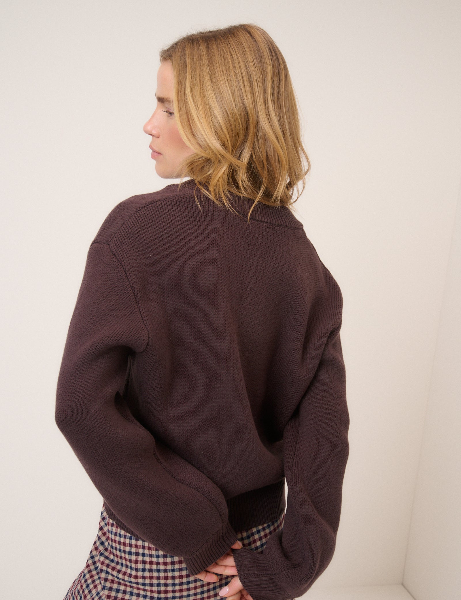 Brown Stitch Bomber Cardigan