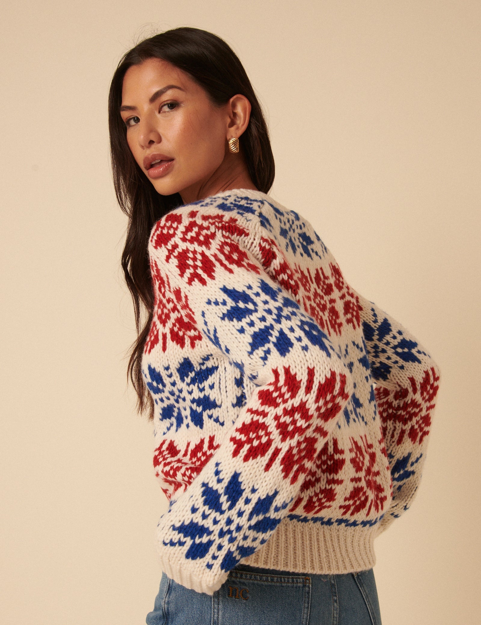 Cream Fair Isle Chunky Knit Cardigan