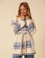 Cream Fair Isle Chunky Knit Cardigan