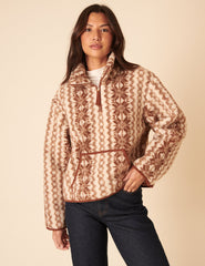 Cream & Brown Borg Jacket