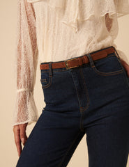 Brown Suede Skinny Belt
