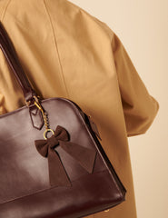 Chocolate Brown Suede Bow Key Chain