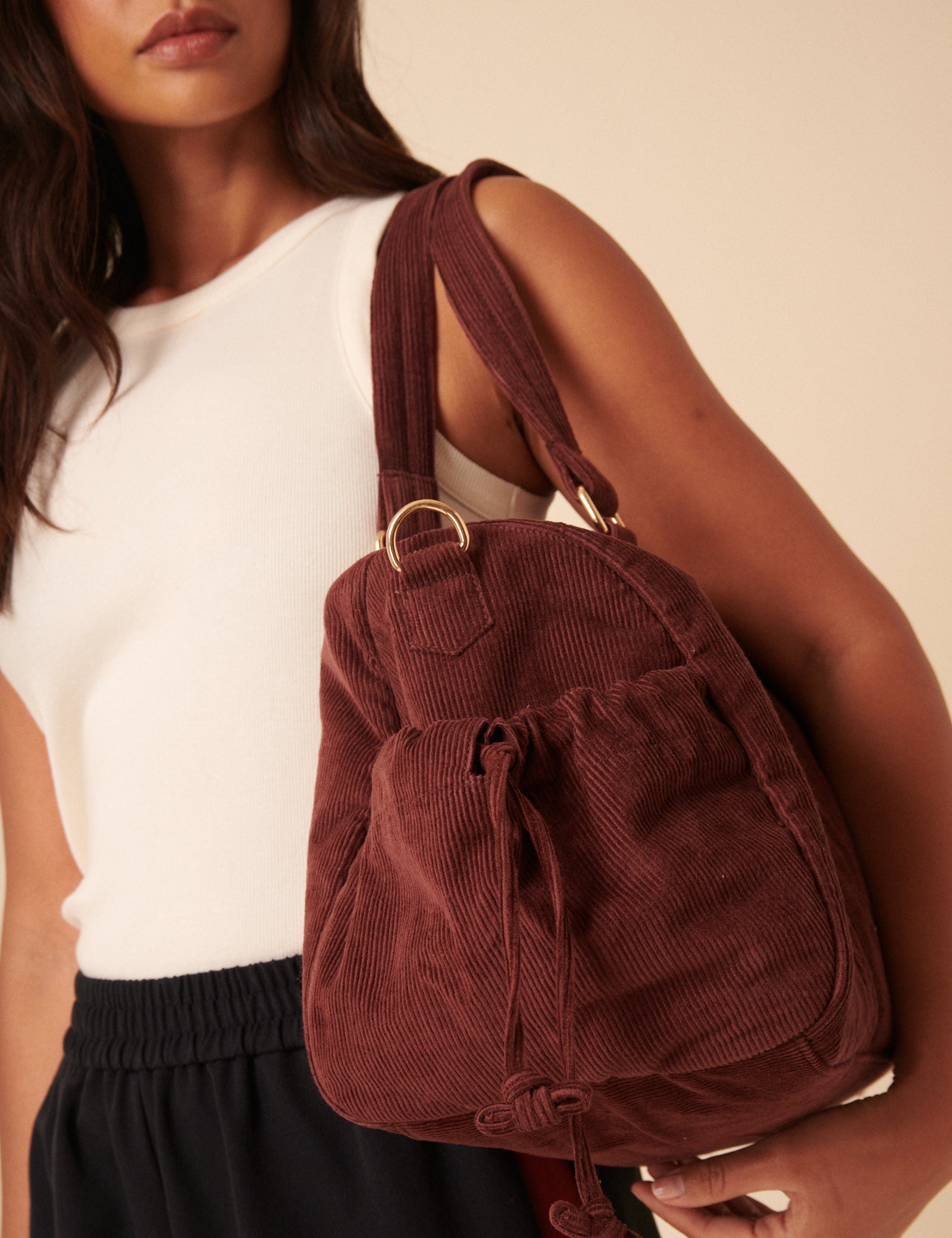 Brown Cord Holdall Bag