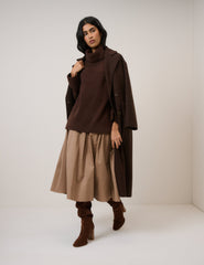 Chocolate Brown Roll Neck Longline Jumper