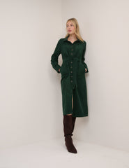 Green Cord Tie Waist Lizzy Midi Dress