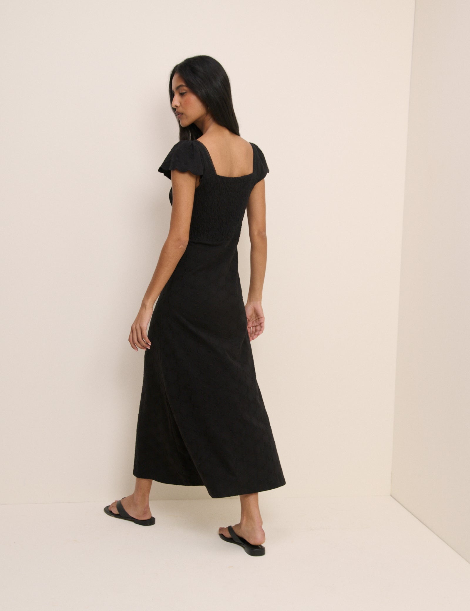 Black Lace Trim Melissa Midi Dress