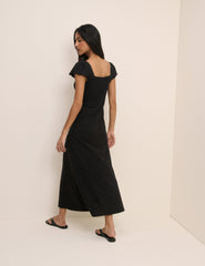 Black Lace Trim Melissa Midi Dress