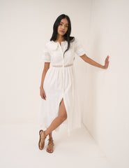 White Collared Orla Midi Dress