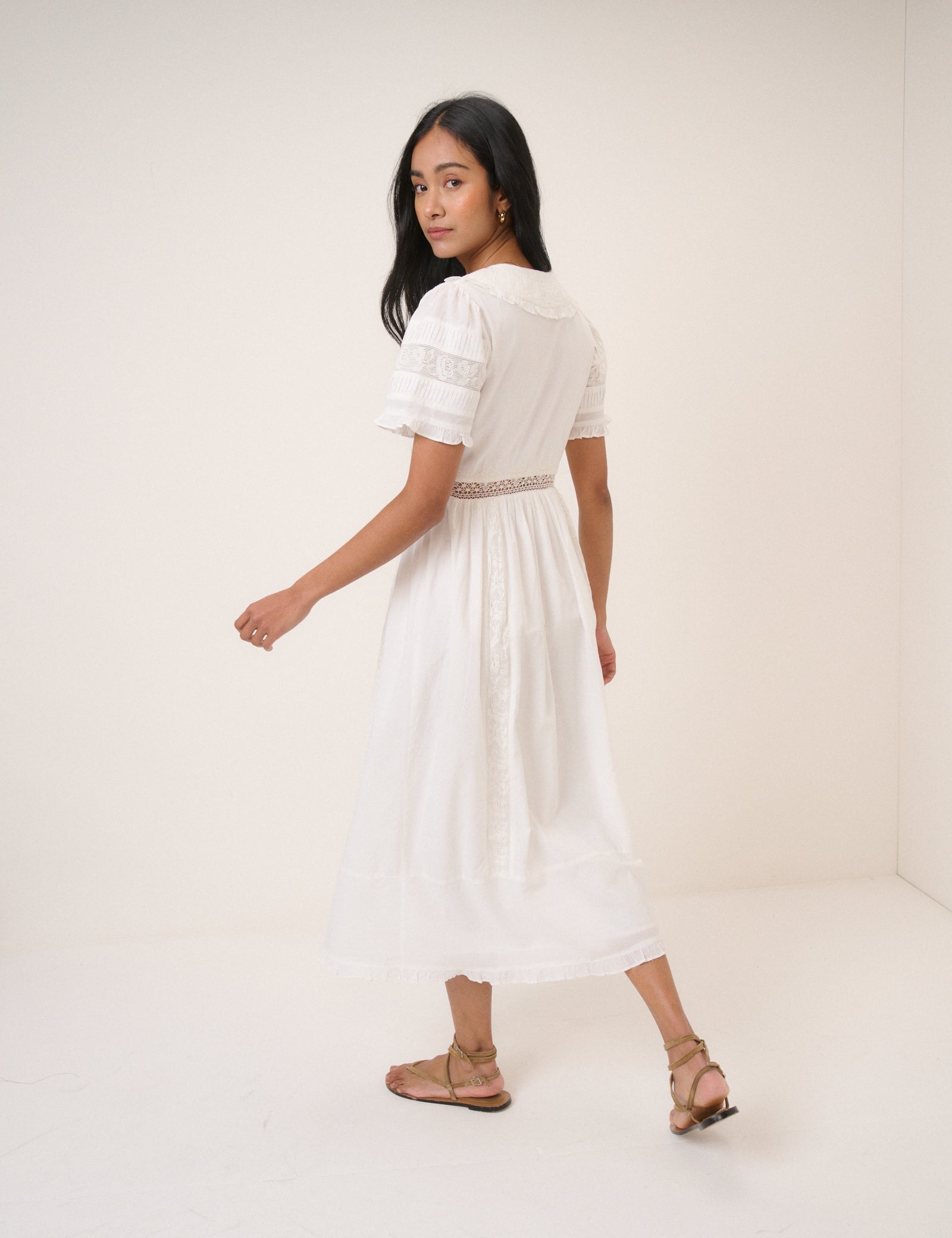 White Collared Orla Midi Dress