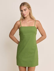Green Linen-Blend Palma Mini Dress