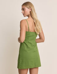 Green Linen-Blend Palma Mini Dress