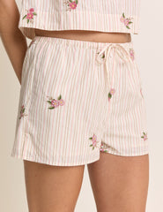 Light Pink Striped Drawstring Shorts