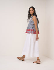 Black Gingham Embroidered Top