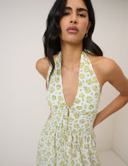 Yellow Floral Halterneck Lilijana Midi Dress