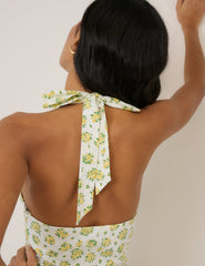 Yellow Floral Halterneck Lilijana Midi Dress