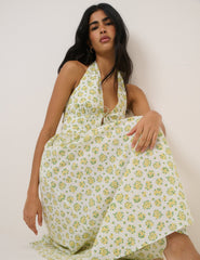 Yellow Floral Halterneck Lilijana Midi Dress
