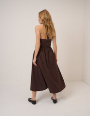 Brown Striped Halterneck Lilijana Midi Dress