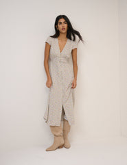 White Ditsy Floral Avery Midi Dress