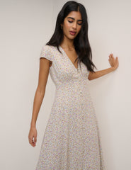 White Ditsy Floral Avery Midi Dress