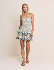 Blue Ocean Printed Bandeau Kai Mini Dress