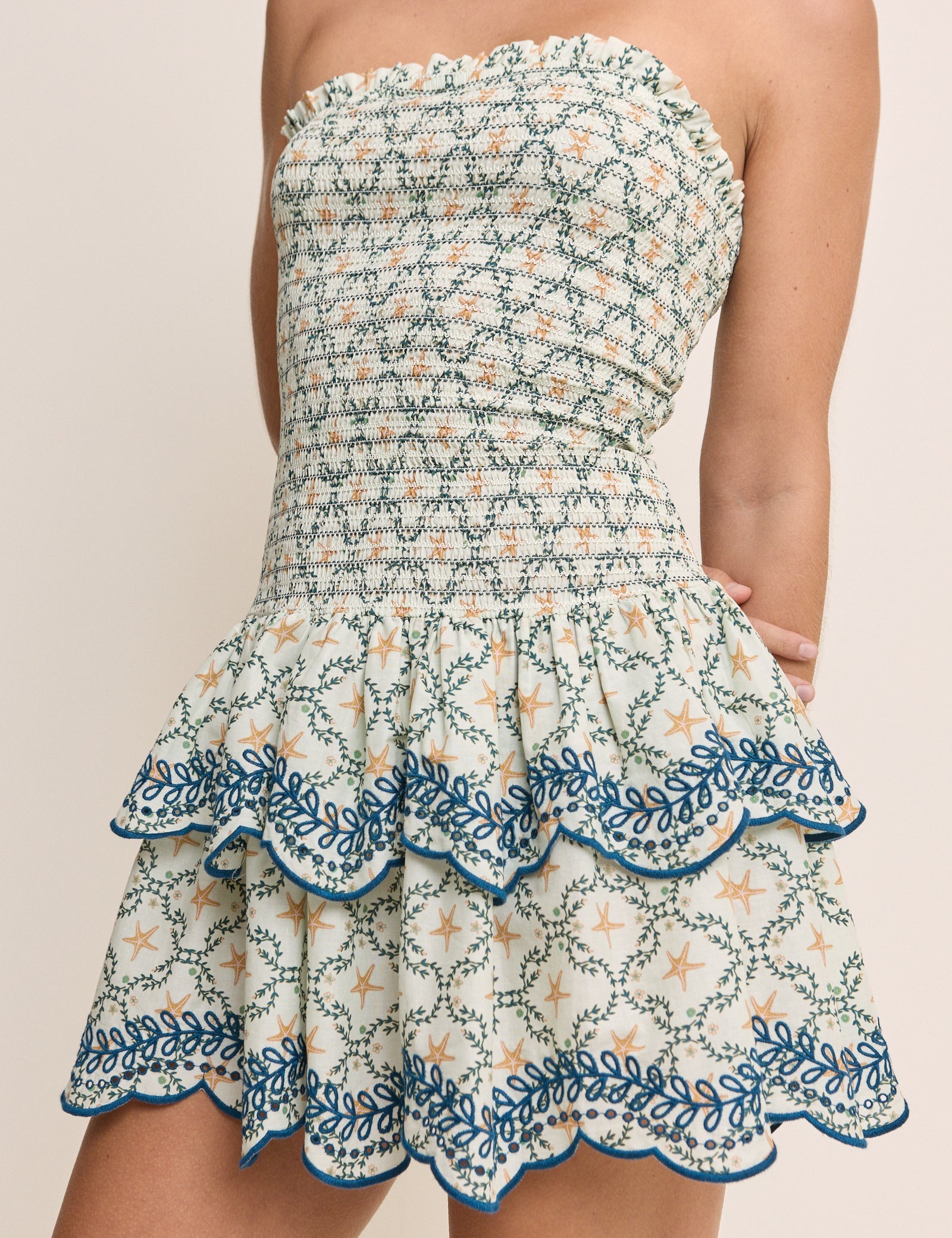 Blue Ocean Printed Bandeau Kai Mini Dress