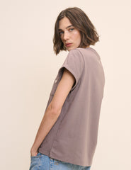 Brown Heart Embroidered T-Shirt