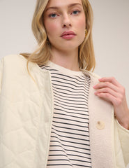 Cream Quilted Reversible Liner Jacket