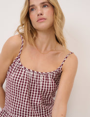 Burgundy Gingham Top & Trousers Set